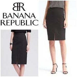 BANANA REPUBLIC Black Classic Front Slit Pencil Skirt